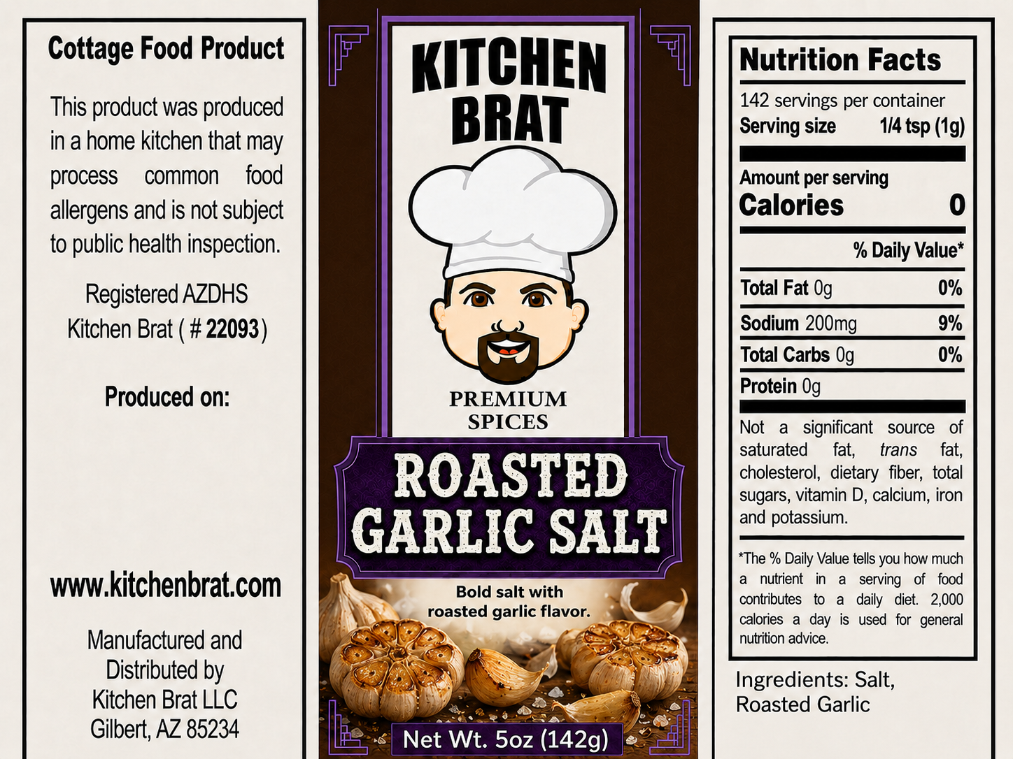 Roasted Garlic Salt 5oz shaker