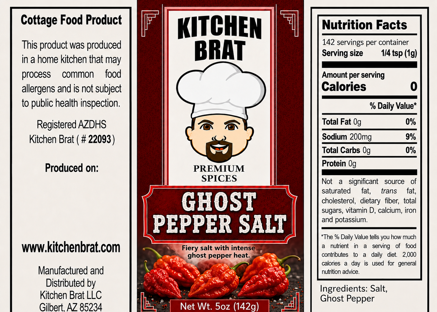 Ghost Pepper Salt 5oz shaker